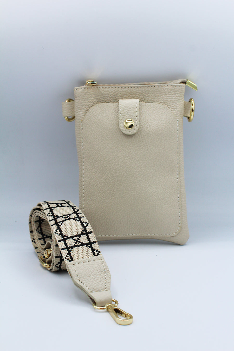 Portacellulare Da Collo In Paglia - Mini Borsa Tracolla Donna Per Telefono E Portafoglio, Beige - Foto 7