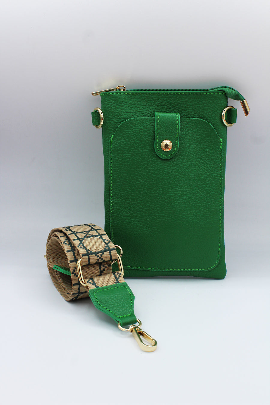 KEISI Green - Borsa porta cellulare tracolla a uncinetto KEISI Green - Borsa porta cellulare tracolla a uncinetto